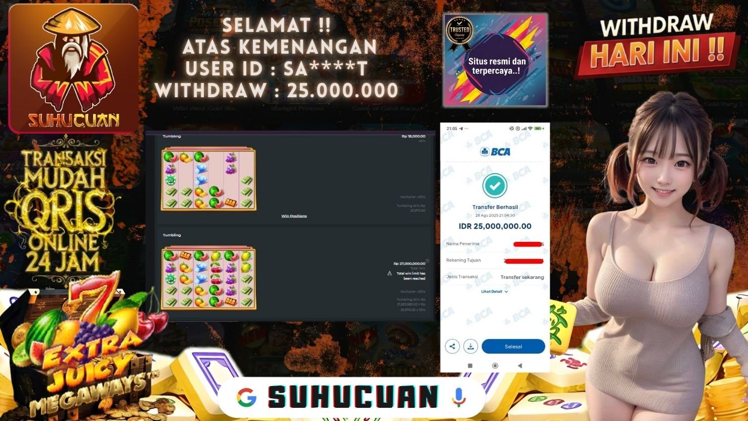 SUHUCUAN JACKPOT SLOT EXTRA JUICY MEGAWAYS
